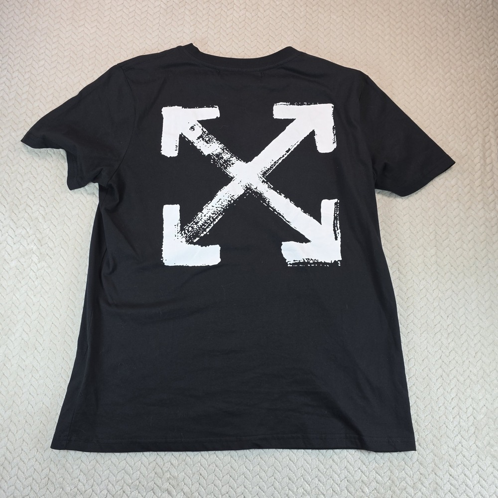 Off-White Mens Black Spray Paint Arrows Graphic T-Shirt Large 2013